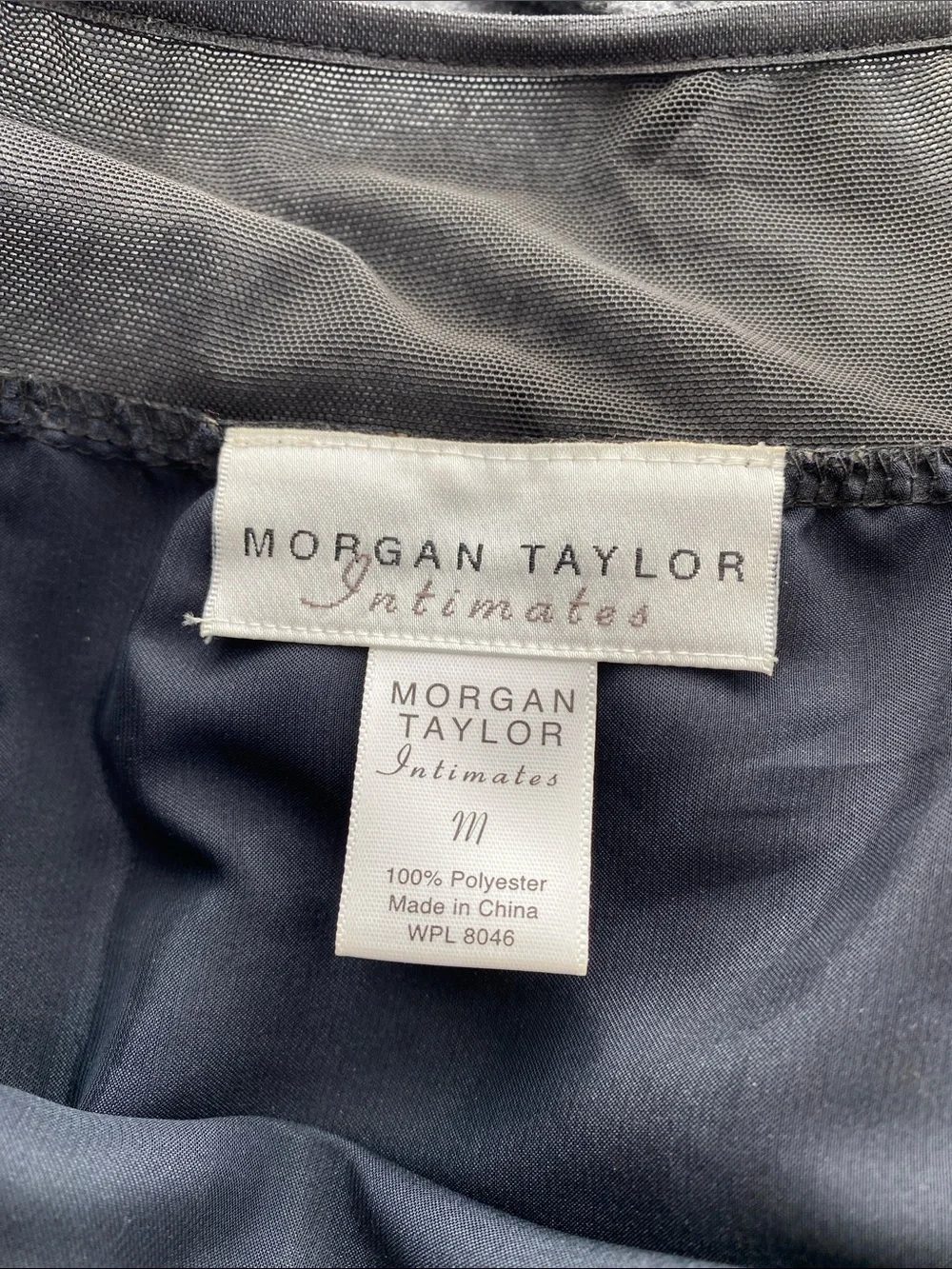 Vintage Morgan Taylor Intimates Slip Dress Size Medium Black Satin